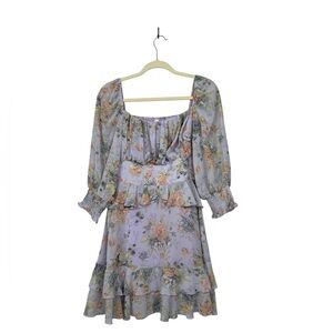 Purple Ruffled Smocked Sundress with‎ Bishop Sleeves